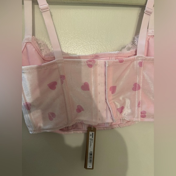 Skims Cherry Blossom Heart Breaker Velvet Lace Corset, pink, size small, NWT - Picture 7 of 10